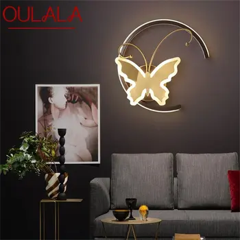OULALA Nordic Креативные настенные бра, медная лампа, современный светодиодный светильник с абажуром в виде бабочки для дома