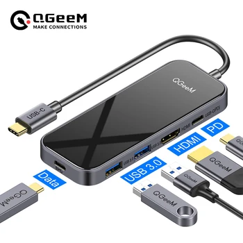 QGeeM USB C Концентратор для Macbook Pro Multi USB 3.1 Концентратор Type C 3.0 Концентратор HDMI PD Адаптер для iPad Pro OTG Разветвитель Зарядная док-станция USB C