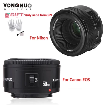 RU Объектив с автоматической фокусировкой YONGNUO YN50mm f1.8 для Canon EOS 60D 70D 5D2 5D3 600d для цифровых зеркальных камер Nikon Объектив YN EF 50mm f/1.8 AF Объектив