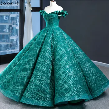Serene Hill Dubai Green Винтажное Свадебное платье без рукавов 2023 С открытыми плечами Сексуальное Блестящее свадебное платье на заказ CHM67004