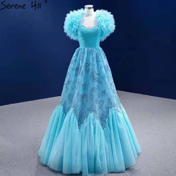 Serene Hill Water Blue Роскошные вечерние платья 2023 Года, вышитые бисером, высокого класса для женщин, свадебная вечеринка HM67419