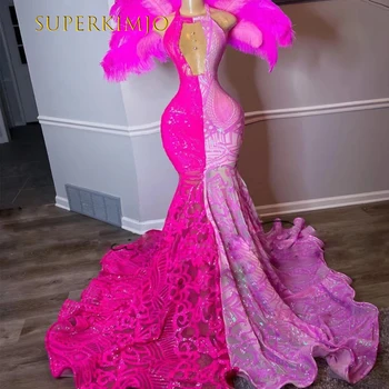 SuperKimJo Elbise, двухцветные розовые платья для выпускного вечера для женщин, модные вечерние платья с аппликацией из блесток, Vestidos De Gala