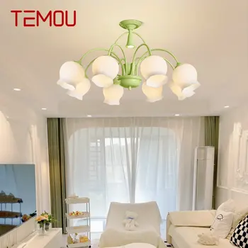 TEMOU Green Подвесной Потолочный Светильник LED Creative Aromatherapy Candle Design Подвесная Люстра для Домашней Спальни