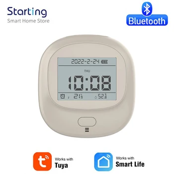 Tuya Bluetooth Датчик температуры и влажности, ЖК-будильник, Контроль приложения, Термометр, детектор гигрометра, Умный дом