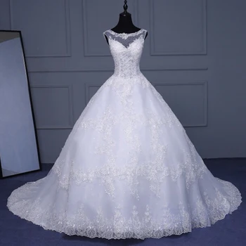 Vestidos De Novia Винтажный Новый Список Бисероплетение Блестки По всему Телу Аппликации Бальное платье Принцессы Свадебное Платье Mariage