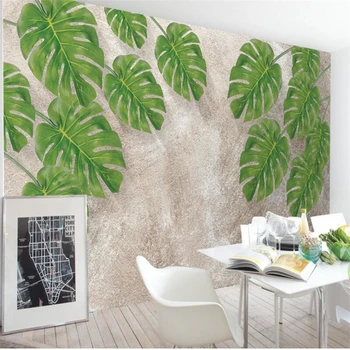 wellyu 3D натуральные свежие зеленые листья Фон для телевизора стена на заказ большая фреска зеленые обои papel de parede para quarto