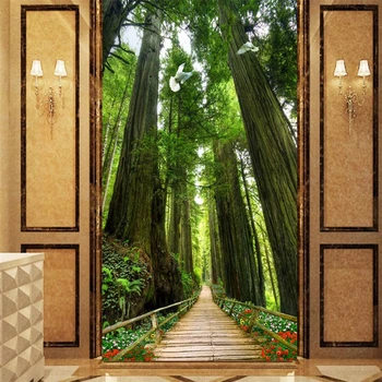 wellyu Высокие деревья фоновая роспись стены входа в лес на заказ большие настенные обои papel de parede para quarto