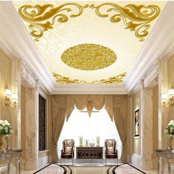 wellyu Пользовательские обои 3D обои золотой европейский узор узор Европейский зенит фреска потолочные обои papel de parede 3d фрески