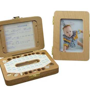 Wood Коробка для молочных зубов, Органайзер для хранения коллекции молочных зубов, Сувенир для мальчиков и девочек, милые подарки для детей на память