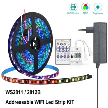 WS2812B 2811 Адресуемая Пиксельная RGB Светодиодная Лента WIFI /Remote Magic Home С Двойным Выходом Alexa Smart Voice APP Control DC5V /12V Pow