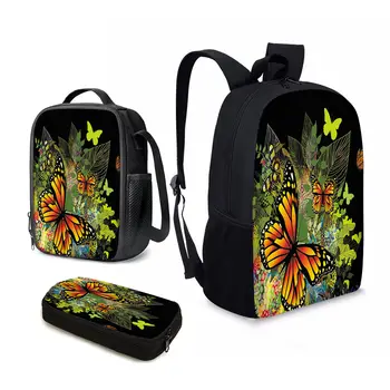 YIKELUO Fashion Art Butterfly Design Молодежный рюкзак, сумка для ноутбука с принтом насекомых/животных, подарки в школу для детей, сумка для ланча