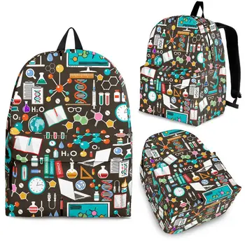 YIKELUO Science Pattern Черный Прочный рюкзак на молнии для ноутбука студента колледжа, рюкзак с учебниками, подарок в школу