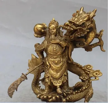 YM 308 Китайский Фэншуй Гуань Гун Юй Подставка для меча Бога-воина в виде статуи Дракона
