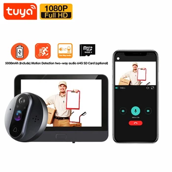 Z50 4,3-дюймовый WiFi видео Цифровой Magic Eye Беспроводной дверной глазок для просмотра HD 1080P Tuya Умный домофон Дверной звонок Квартира