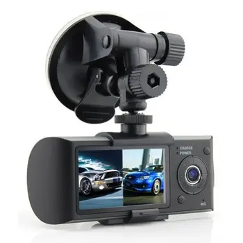 Автомобильная камера с двумя объективами, черный ящик, видеорегистратор HD 1080p