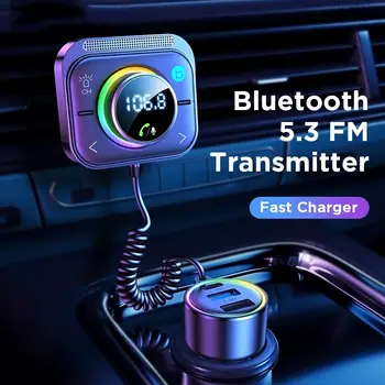 Автомобильный адаптер Bluetooth 5.3 FM / AUX Bluetooth 3 порта, Модулятор PD и QC 3.0 FM, Автомобильный передатчик Bluetooth, Автомобильное Зарядное устройство Bluetooth