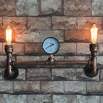 Американский ретро Бар с 2 головками Настенные светильники для питьевой воды Склад Спальня Прихожая Промышленный Ретро Светодиодный настенный светильник Lron