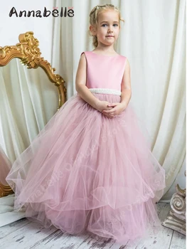 Бальное платье Аннабель для девочки Длиной до пола, платье в цветочек, платья в цветочек без рукавов для свадеб, детские платья