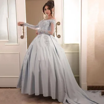 Бальное платье с длинными рукавами и открытыми плечами, кружевные бусы, свадебные платья Дешево Из Китая, платья для матери невесты 2023