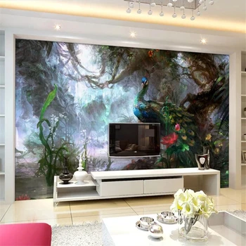 бейбехан Пользовательские обои 3D фотообои красивая картина маслом с павлином ТВ фон стены гостиная спальня обои фреска
