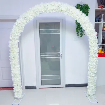 Белое тематическое украшение сцены для вечеринки, U-образная арка, наборы искусственных цветов розы и гортензии с металлической полкой для свадьбы, душа ребенка