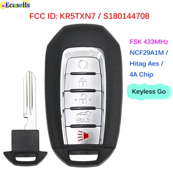 Бесключевой 5 Кнопок Smart Remote Key FSK 433 МГц NCF29A1M HITAG AES 4A Чип для Infinit QX60 2019 FCC ID KR5TXN7 S180144708