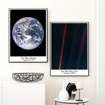 Бледно-голубая точка, Восход Земли, холст, картины из голубого Мрамора, Фотографии, плакат с Землей, Космическая печать, Вдохновляющее настенное искусство для гостиной