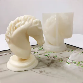 Большая 3D Статуя Головы Лошади Свеча Силиконовая Форма Бюст Скульптура Для Верховой Езды Художественная Статуэтка Животного Пони Эпоксидная смола гипс силиконовая форма