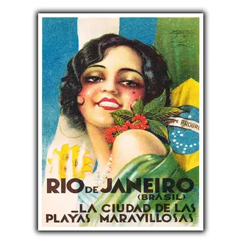 Бразилия, Рио, металлическая табличка С надписью, винтажный рекламный плакат в стиле ретро для путешествий и отдыха, печать