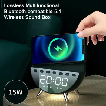 Будильник Беспроводная Звуковая коробка Беспроводная Зарядка Ночник 3-в-1 Bluetooth-совместимое Беспроводное Зарядное устройство 5.1 Для телефона Звуковая коробка