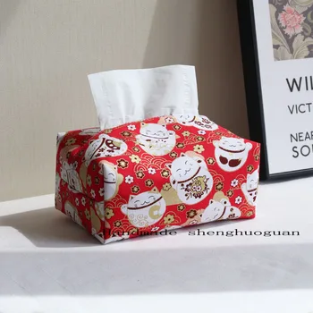 В японском стиле Винтажная прямоугольная ткань с рисунком, держатель коробки для салфеток, Льняной бумажный пакет для украшения домашнего кухонного стола, фестиваля
