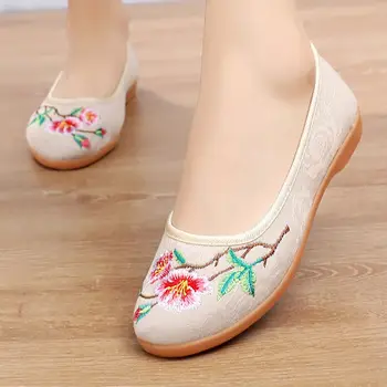 весенне-осенне-летняя повседневная женская обувь на плоской подошве, повседневная женская обувь с вышивкой 2023