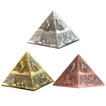 Ветрозащитная Металлическая Пирамидальная Пепельница, Винтажный Мундштук в египетском стиле с крышкой, Настольный лоток для наружного использования в помещении