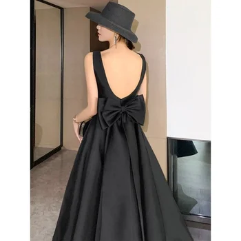 вечернее платье, простое и элегантное вечернее платье, маленькое платье 2023, Новый стиль, банкетный темперамент, Черное вечернее платье