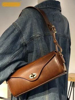 Винтажная Бостонская сумка ручной работы из натуральной кожи, женская сумка на одно плечо, дизайнерские сумки, высококачественные женские сумки-слинги