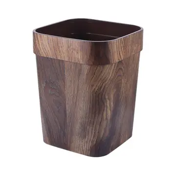 Винтажное деревянное мусорное ведро для домашнего офиса, ванной комнаты, кухни - Креативная дизайнерская корзина для мусора с крышкой в соответствующем стиле