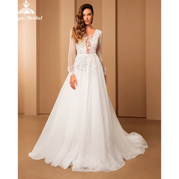 Винтажное свадебное платье с пышными рукавами для женщин, вечернее платье в пол с открытой спиной, трапециевидное платье большого размера, халат De Soriee 2022