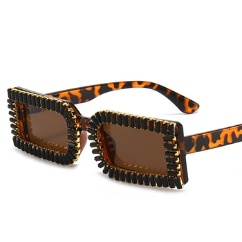 Винтажные Квадратные солнцезащитные очки, Женские Брендовые дизайнерские солнцезащитные очки, очки с большим бриллиантом, Роскошные оттенки, защита от ультрафиолета, Gafas