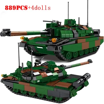Военное оружие Франция Основные боевые танки Leclerc Leopard 2A7 Challenger 2 Строительные блоки Солдаты армии Второй мировой войны Кирпичи Детские игрушки