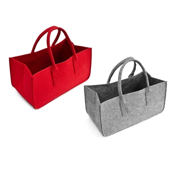 Войлочный кошелек, войлочная сумка для хранения, 2 предмета, повседневная хозяйственная сумка большой емкости - красный и серый