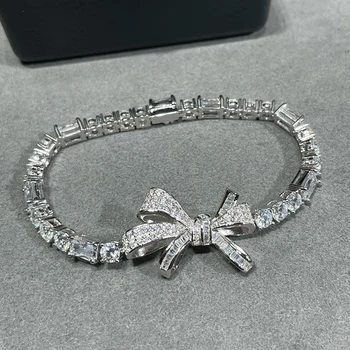 Высококачественный Новый популярный бренд lady bow bracelet С полным камнем, роскошный браслет, Ювелирные изделия, подарок на годовщину дня рождения, повседневные аксессуары