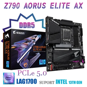 Гигабайтная материнская плата Z790 AORUS ELITE AX WIFI LGA1700 DDR5 7600 (OC) МГц Материнская плата Z790 Поддерживает Intel 12-го 13-го поколения PCLe5.0 ATX
