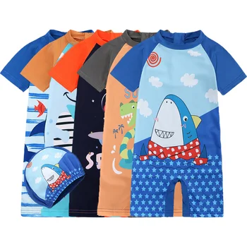 Горячая распродажа детской одежды для маленьких мальчиков 12 м-8 Т, Цельный купальник для девочки + шляпа, Детский купальник с динозавром, костюм бикини, купальный костюм