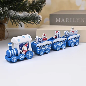 Деревянный Рождественский поезд, украшение для Рождественского домашнего стола, Новогодний подарок, игрушка для детей