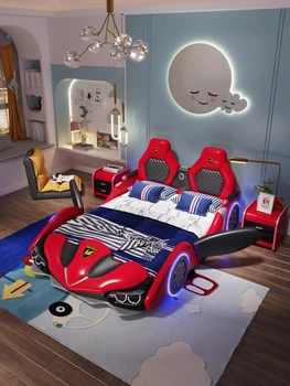 Детская кровать 1,2 м креативная мультяшная кровать для стайлинга автомобилей 1,5 м кожаная кровать принцессы с ограждением в наличии