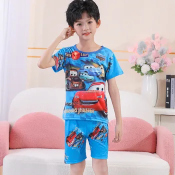 Детская летняя футболка, футболка с рисунком из мультфильма Аниме, брюки, одежда, одежда с принтом для мальчиков, спортивный костюм, комплект детской одежды