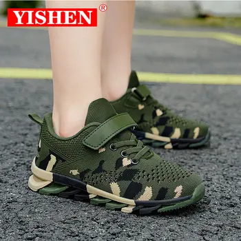 Детская обувь YISHEN, кроссовки для мальчиков, камуфляжные кроссовки для военной подготовки в летнем лагере, детская спортивная обувь Zapatillas Para Chicos