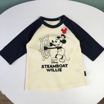 Детская футболка Disney с Микки Маусом, Весенне-осенняя Одежда с принтом Автомобилей, Детская Футболка с рисунком 