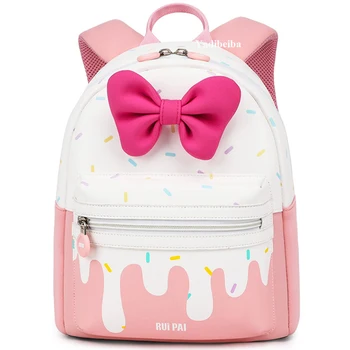 Детские водонепроницаемые школьные сумки для девочек, детские школьные рюкзаки, розовые школьные сумки с бантом, Легкий рюкзак для детского сада для милых девочек
