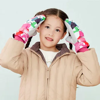 Детские зимние лыжные перчатки для игр на открытом воздухе, водонепроницаемые теплые перчатки из кораллового бархата, толстые розовые хлопчатобумажные перчатки, Зимние утепленные перчатки для детей
